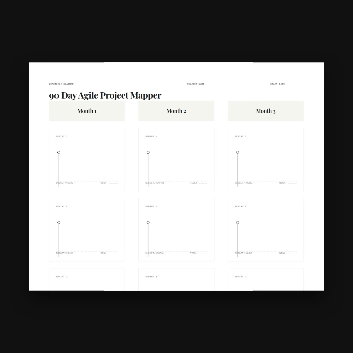 90-Day Agile Project Mapper — Digital Planners