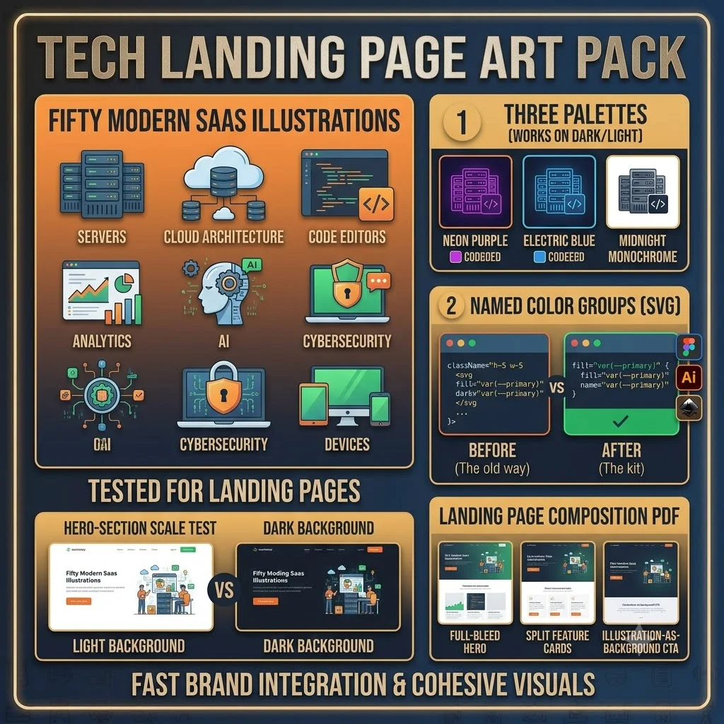 Tech Landing Page Art Pack — Design Assets