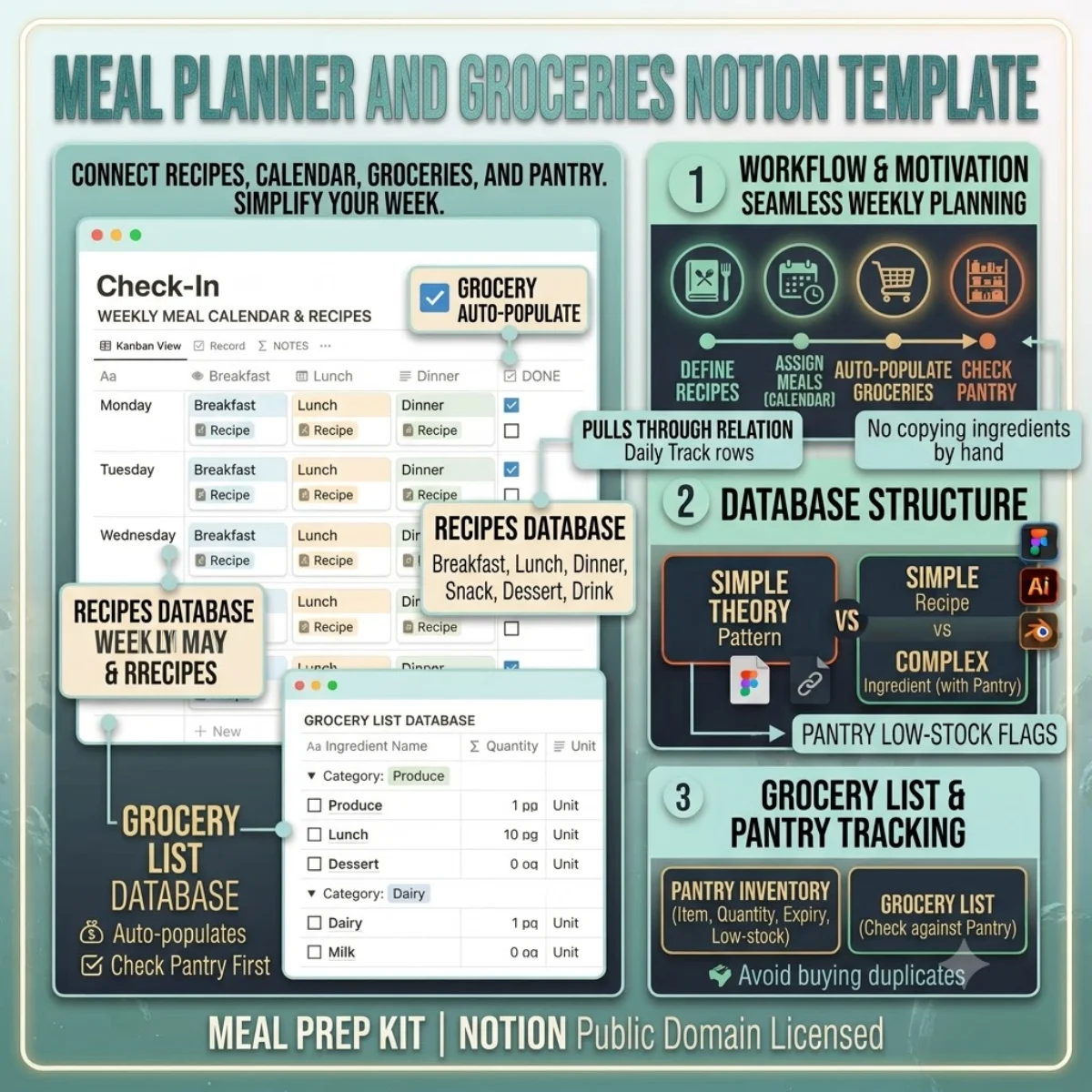 Meal Planner and Groceries — Notion Templates