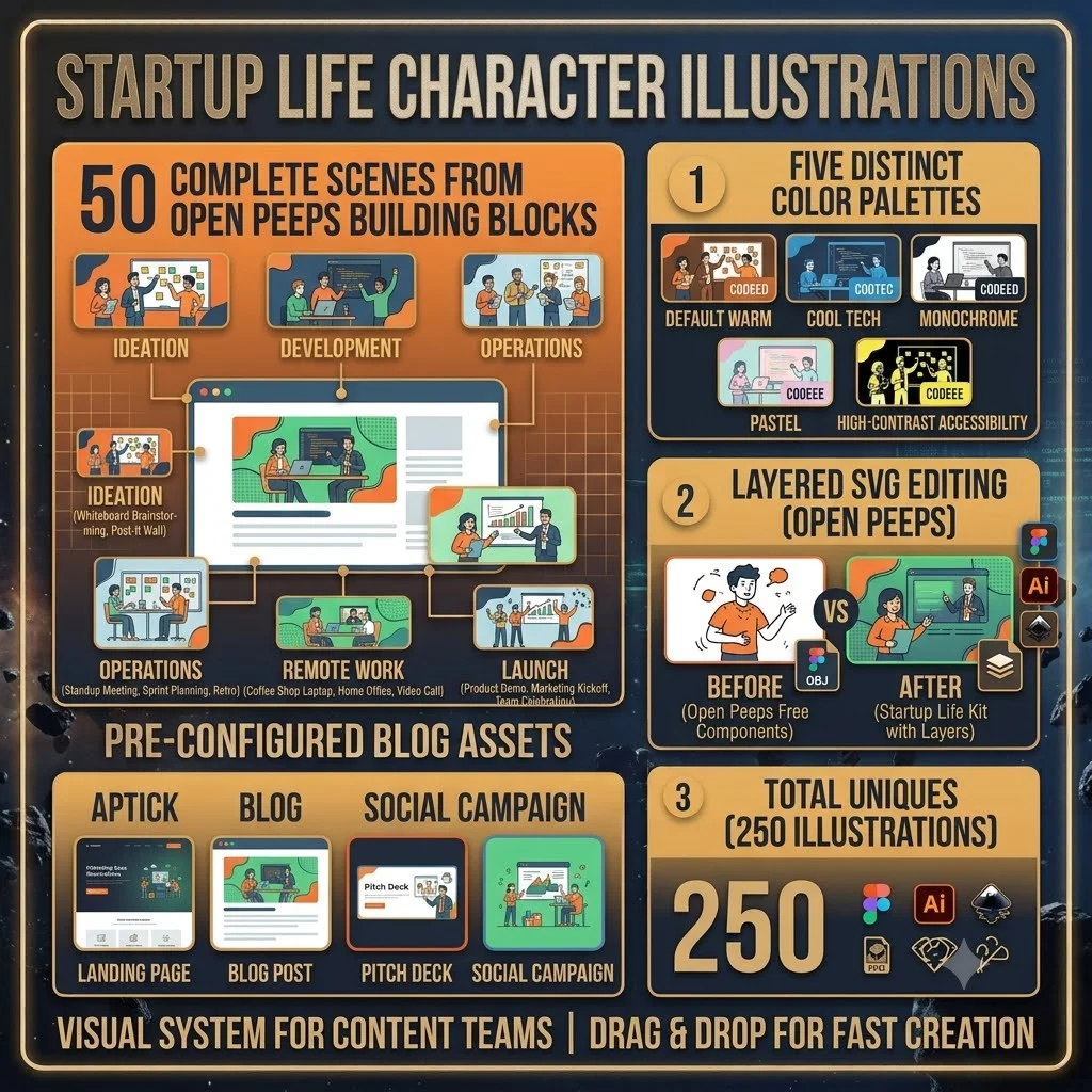 Startup Life Character Illustrations — Design Assets