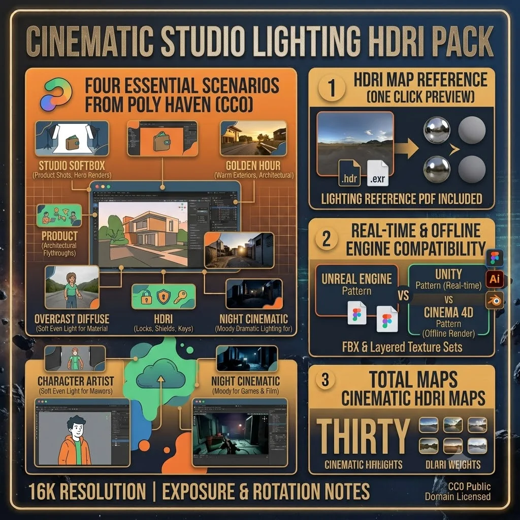 Cinematic Studio Lighting HDRI Pack — Design Assets