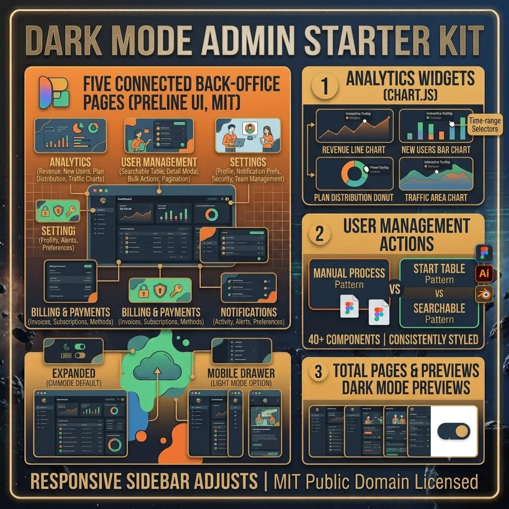 Dark Mode Admin Starter Kit — Design Assets