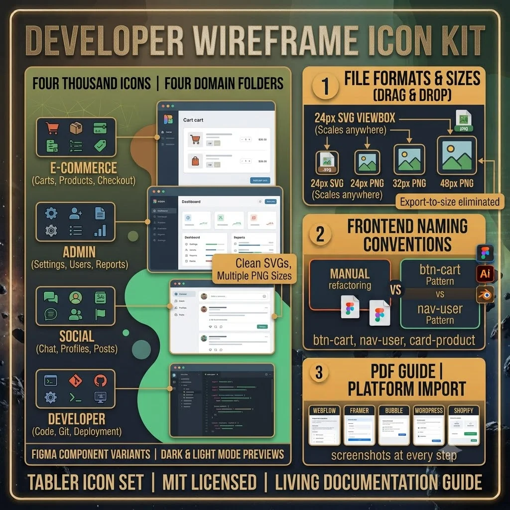Developer Wireframe Icon Kit — Design Assets