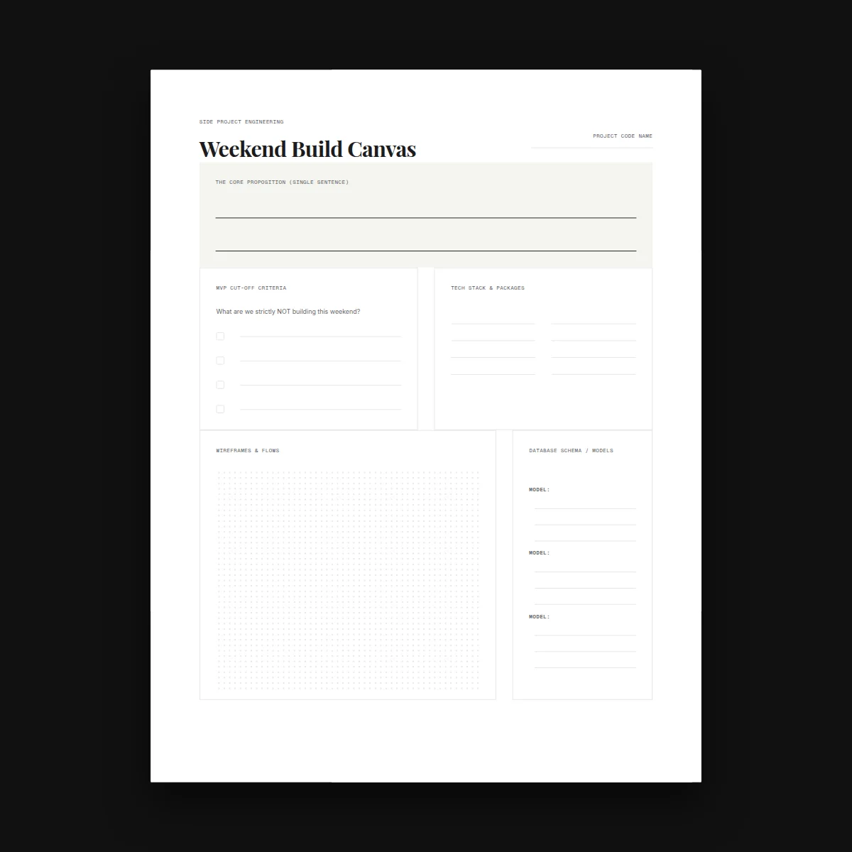 Weekend Build Canvas — Digital Planners